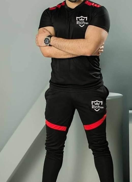 2 pcs men's Jersey printed track suit